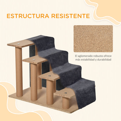 Pawhut Escalera Para Perros De 4 Peldaños Con Funda Extraíble 60x35x44 Cm Gris_5