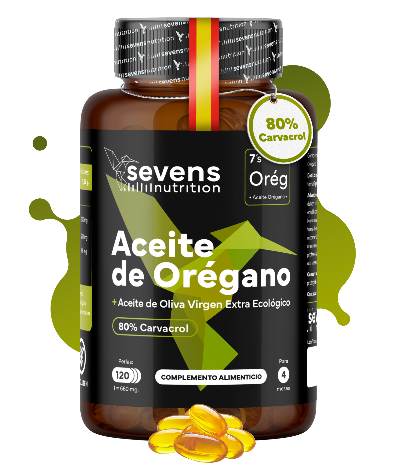 Aceite De Orégano Con 80% Carvacrol Y Aceite De Oliva Virgen Extra Ecológico De Sevens Nutrition._0