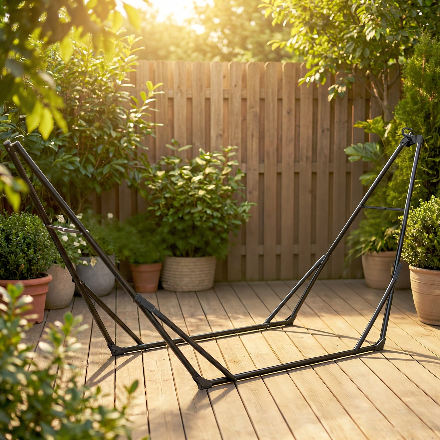 Outsunny Soporte Para Hamaca Plegable Largo 290 Cm Longitud Ajustable Negro_1