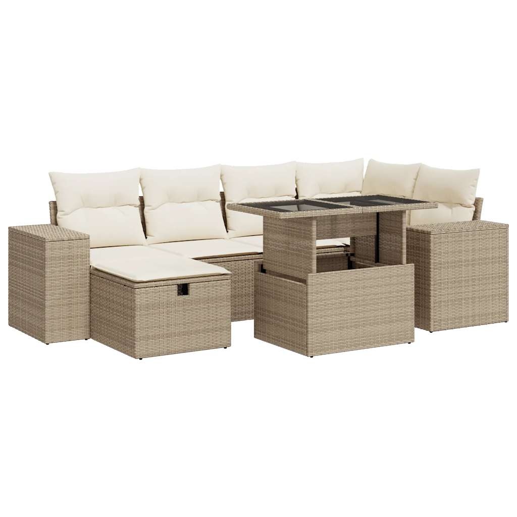 Set De Sofás De Jardín Y Cojines 8 Piezas Ratán Sintético Beige / Vetonek_3