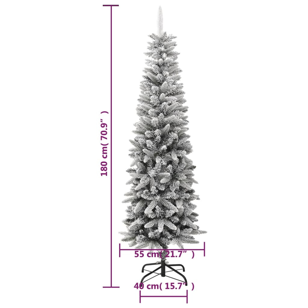 Vidaxl Árbol De Navidad Artificial Estrecho Con Nieve Pvc Y Pe 180 Cm_2
