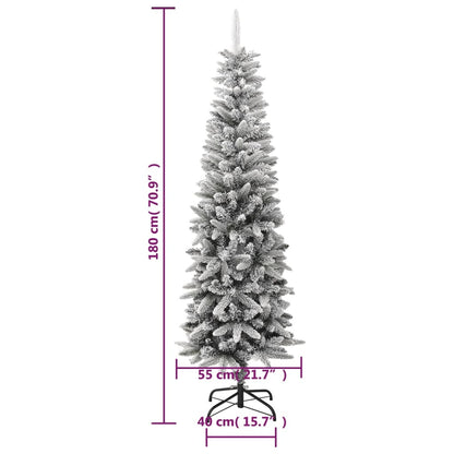 Vidaxl Árbol De Navidad Artificial Estrecho Con Nieve Pvc Y Pe 180 Cm_2
