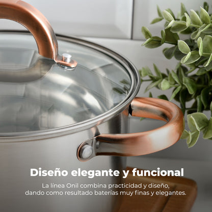 Set 8 Pzs (batería De Cocina Onil 5 Pzs + Set 3 Sartenes Navy Red & Marble 16+20+24cm)_3