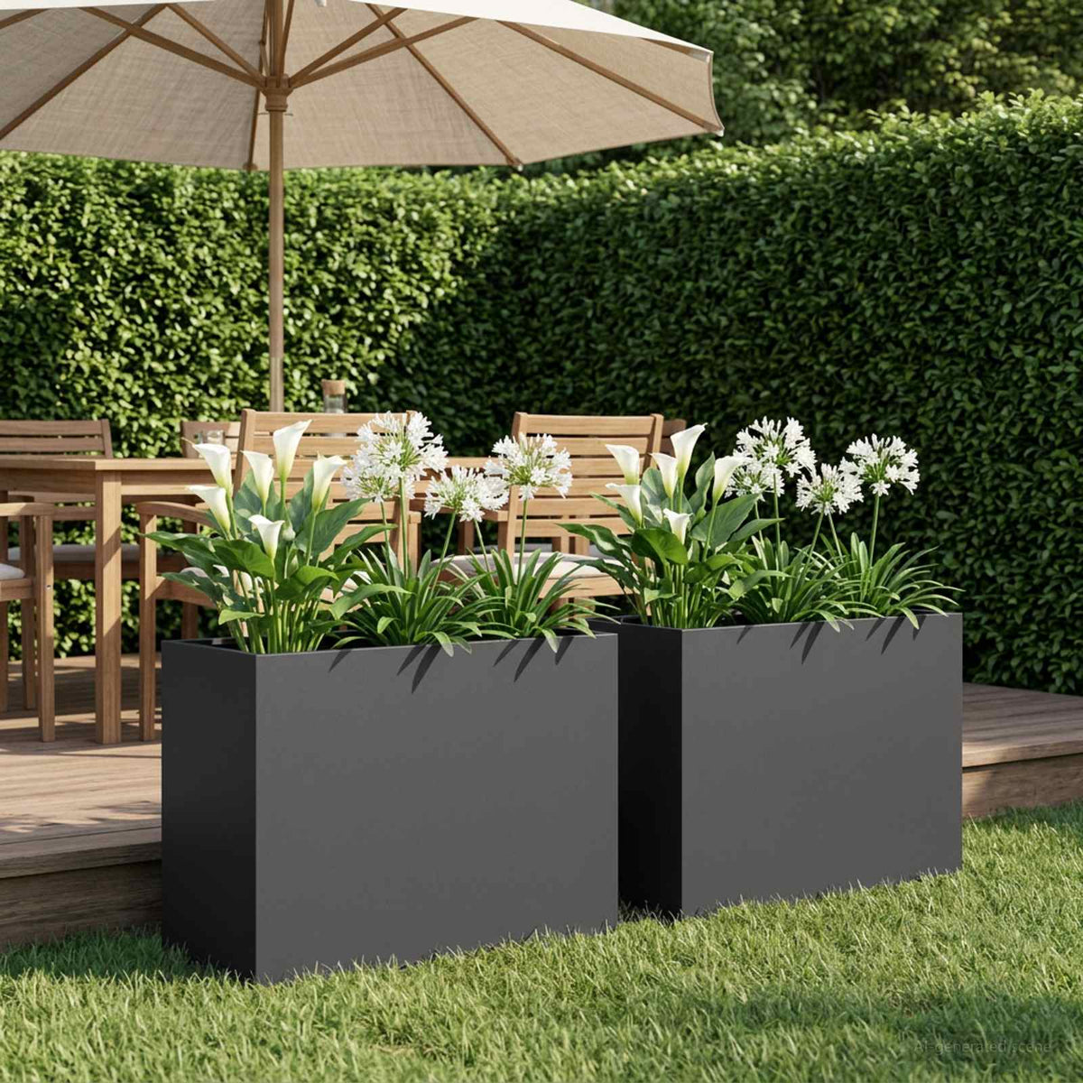 Macetero De Jardín 2 Uds. Negro 60 X 30 X 40 Cm_1
