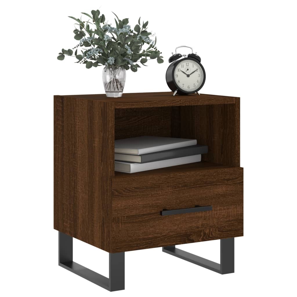 Mesita Noche 2 Uds Madera Ingeniería Marrón Roble 40x35x47,5 Cm_2