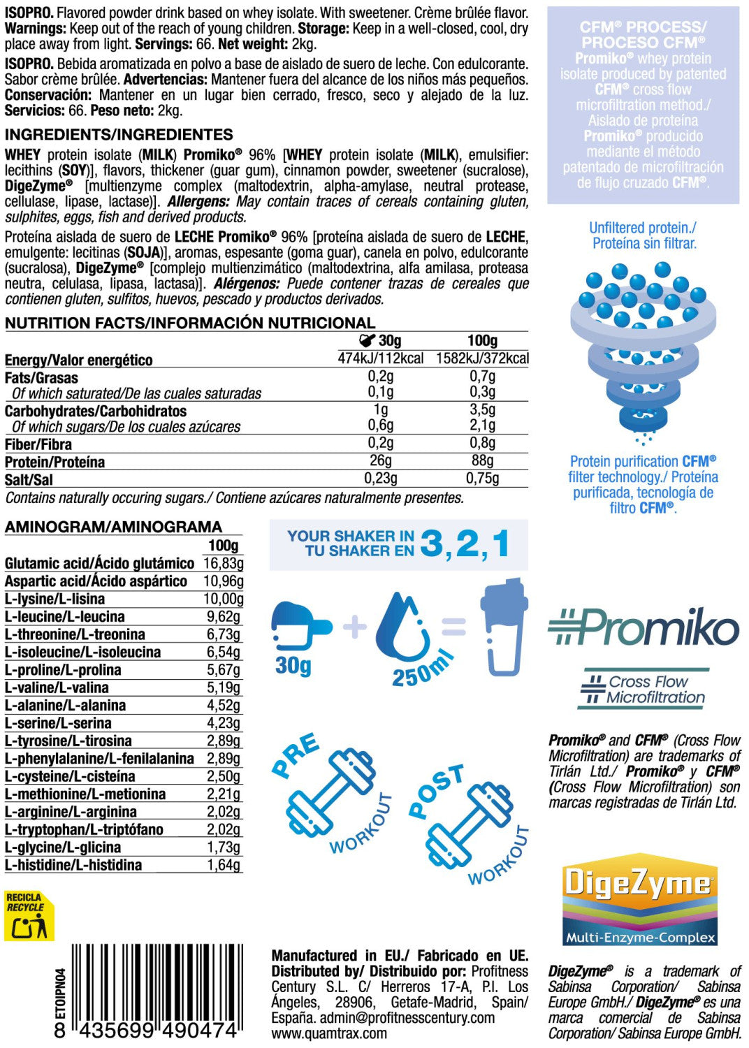 Isopro Cfm - 2kg - Crema Quemada - Proteína De Aislado De Suero Isolate - Quamtrax_5