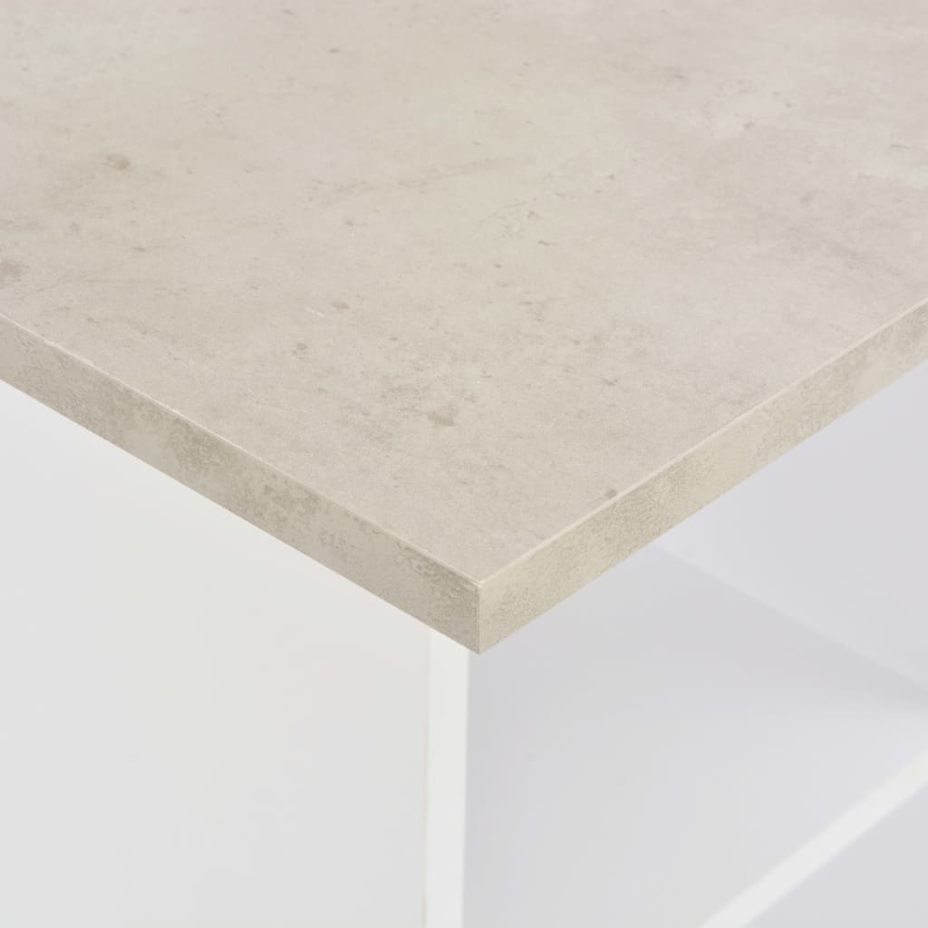 Mesa Alta De Bar Blanco Y Gris Hormigón 60x60x110 Cm_2