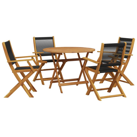 Set De Comedor Jardín 5 Pzas Polipropileno Madera Maciza Negro / Vetonek_0