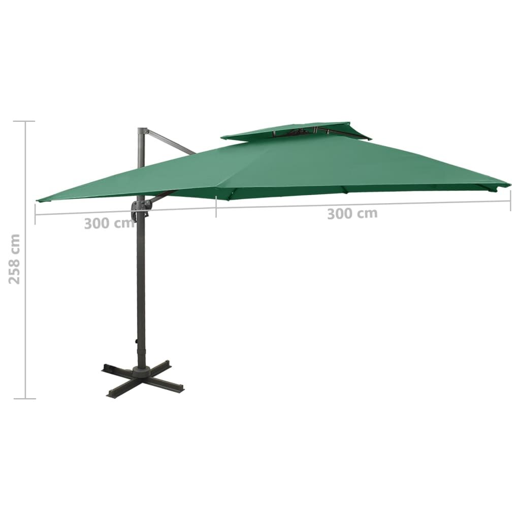 Vidaxl Sombrilla Jardín Voladiza Con Cubierta Doble Verde 300x300 Cm_2
