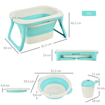 Homcom Bañera Para Bebé De 0-3 Años Plegable Y Portátil Con Accesorios_2