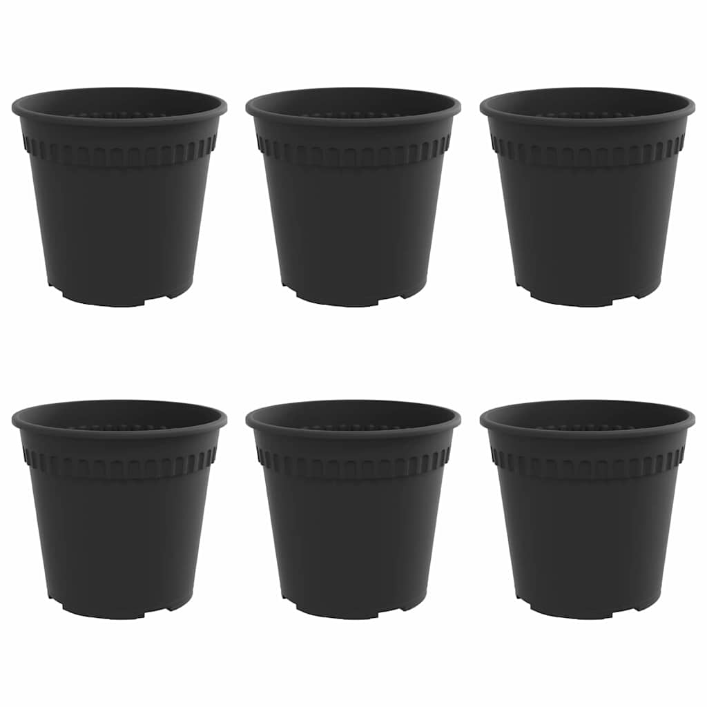 Maceta Redonda Para Flores 6 Pcs Negro Ø 17 X 14 Cm Plástico_0