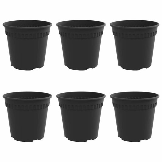 Maceta Redonda Para Flores 6 Pcs Negro Ø 17 X 14 Cm Plástico_0