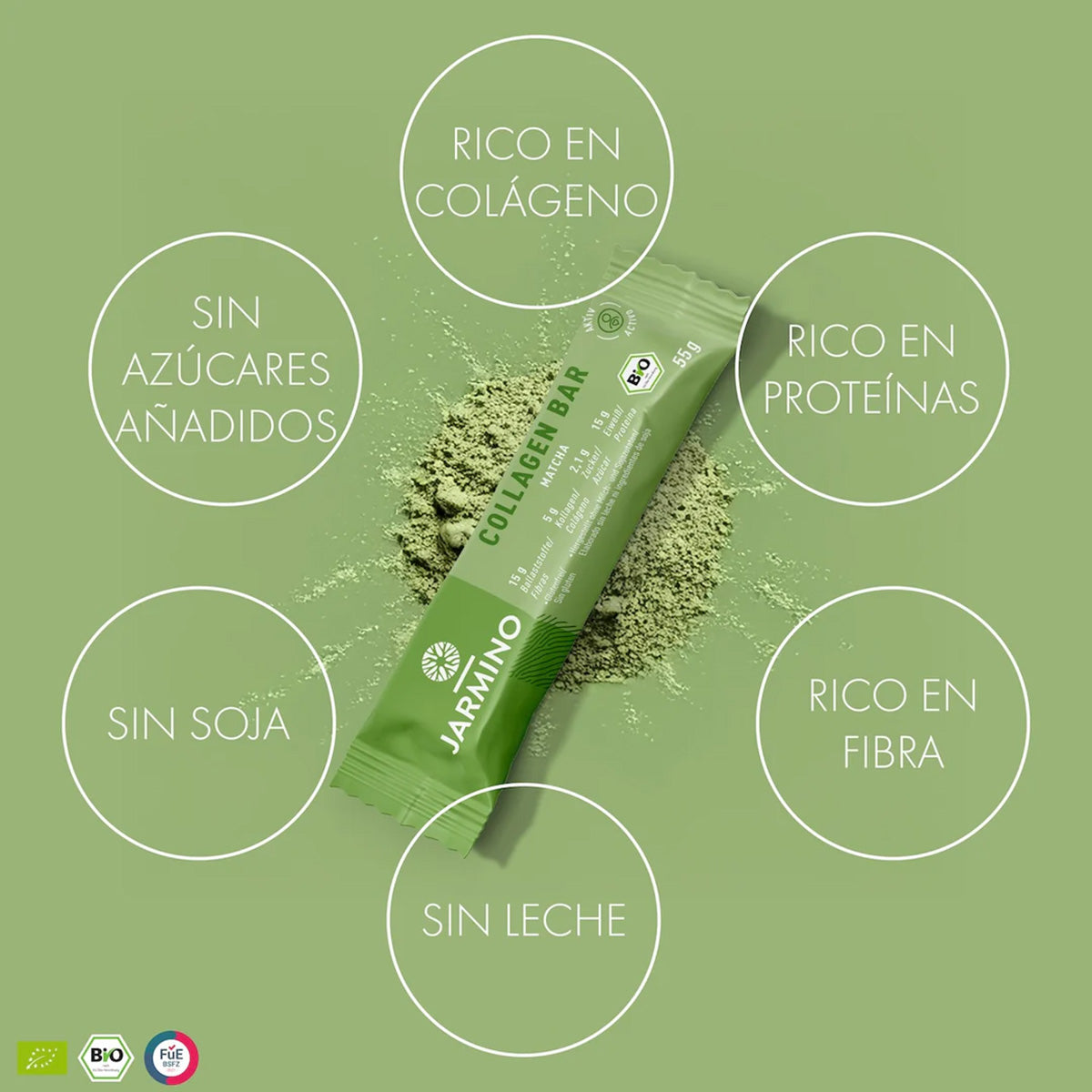 Barrita de Colágeno Matcha BIO 55g