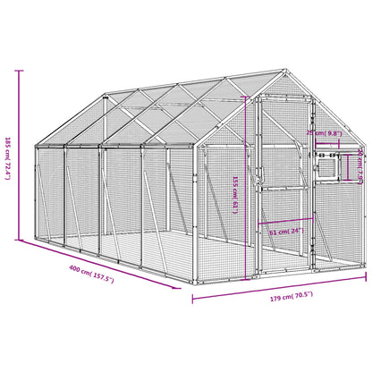 Vidaxl Pajarera De Aluminio Color Plateado 1,79x4x1,85 M_2