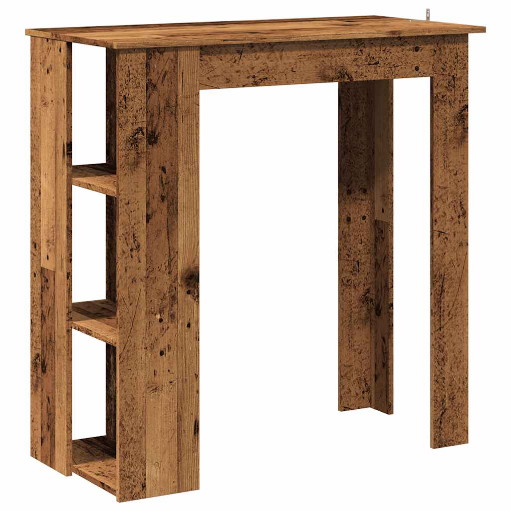 Mesa Bar Y Estante Madera Ingeniería Envejecida 102x50x103,5cm_0
