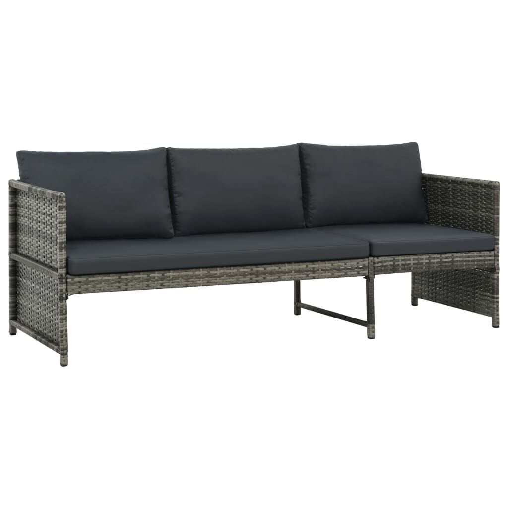 Vidaxl Set De Muebles De Jardín 3 Pzas Y Cojines Ratán Sintético Gris_3