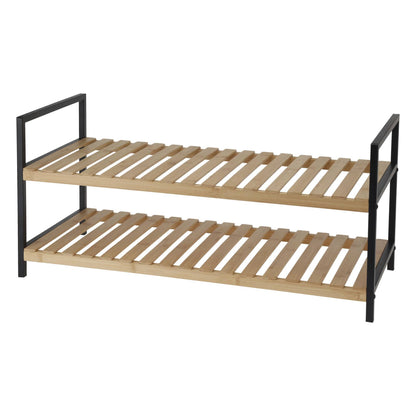 Well Home Zapatero De Bambú Con 2 Estantes En Metal Y Bambú 70x30x32cm