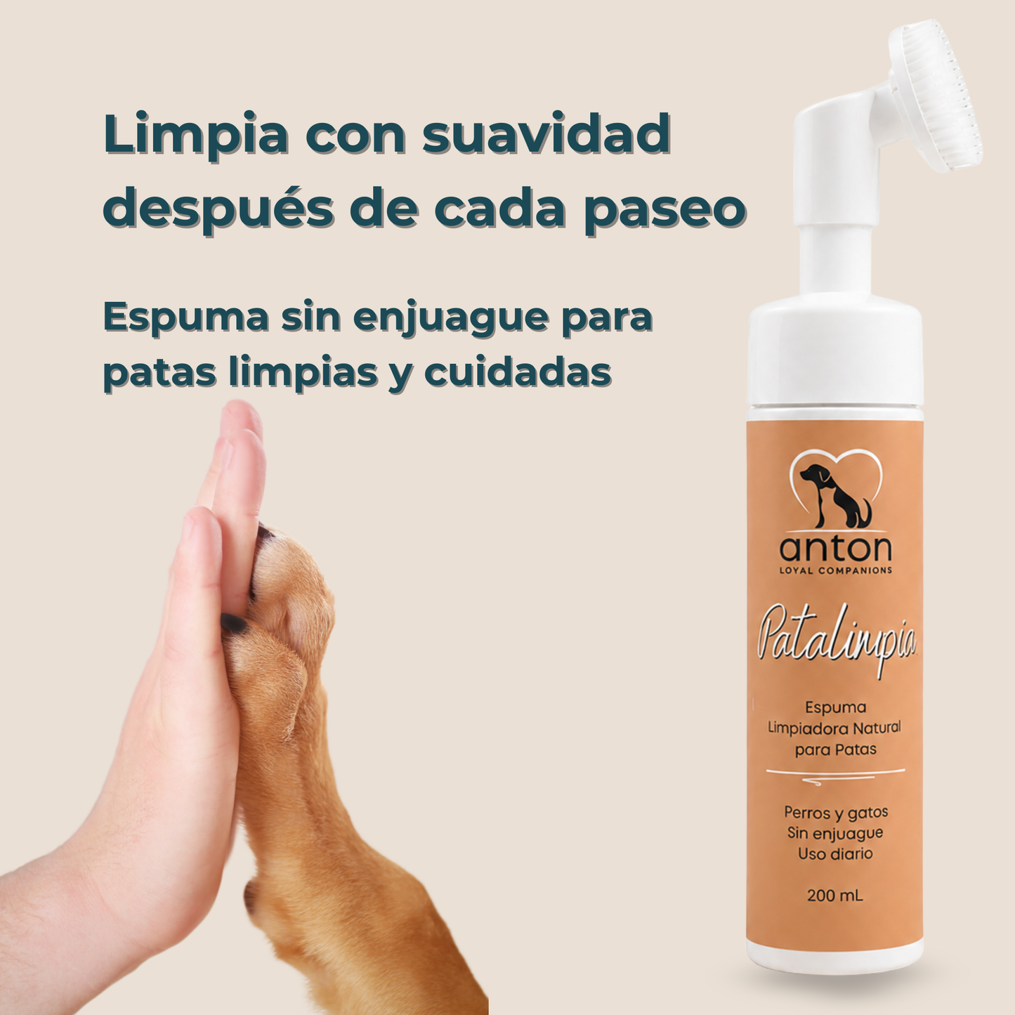 Espuma limpiadora natural para la higiene de las patas de perros y gatos – 200 ml_1