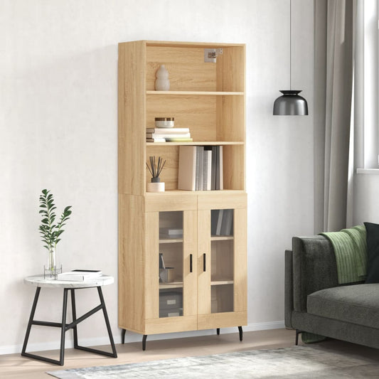 Aparador Alto Madera Contrachapada Color Roble 69,5x34x180 Cm_0