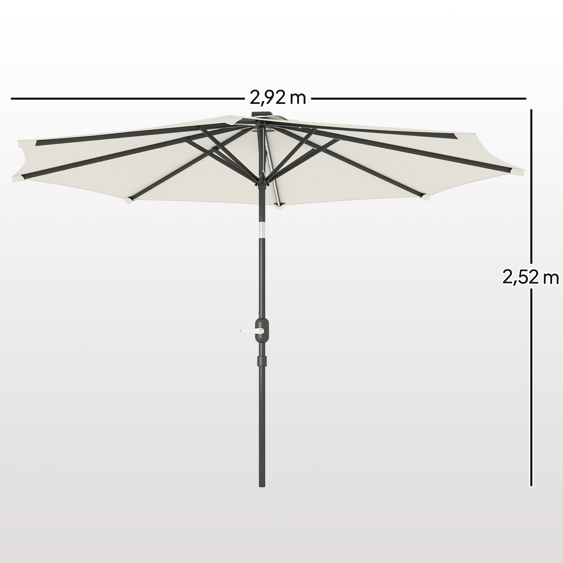 Outsunny Sombrilla Terraza Exterior Ø292x252 Cm Con Inclinación Ajustable Crema_2
