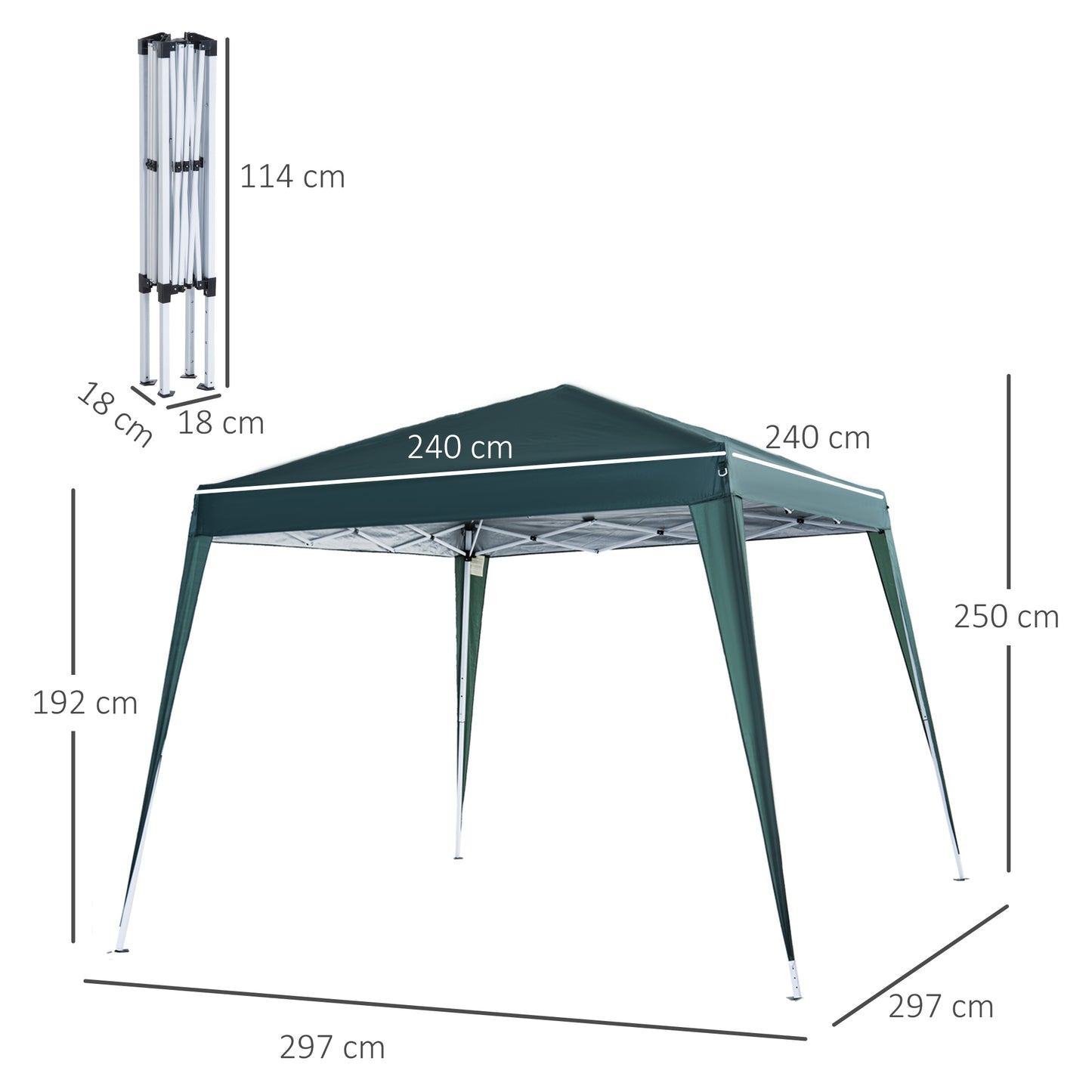 Outsunny Carpa Plegable 2,4x2,4m De Jardín Diseño Pop Up Cenador De Acero Y Tela_2