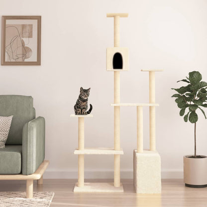 Vidaxl Rascador Para Gatos Con Postes De Sisal Crema 180 Cm_1