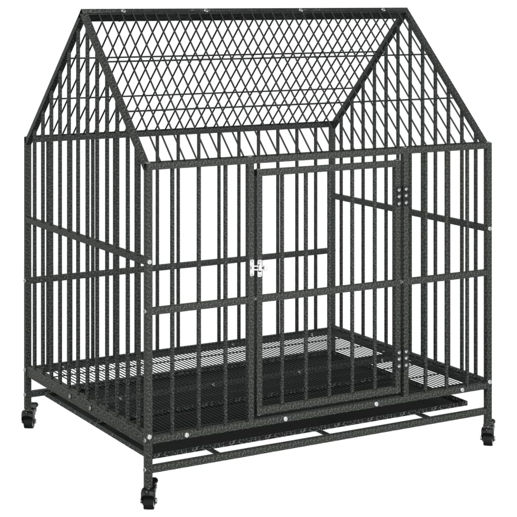 Jaula Para Perros Con Ruedas Acero Galvanizado Negro_0