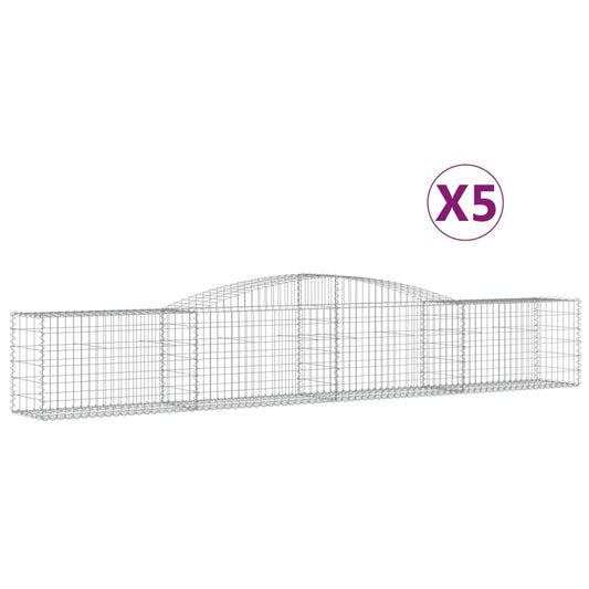 Cestas De Gaviones 5 Uds Forma De Arco Hierro 400x50x60/80 Cm_0