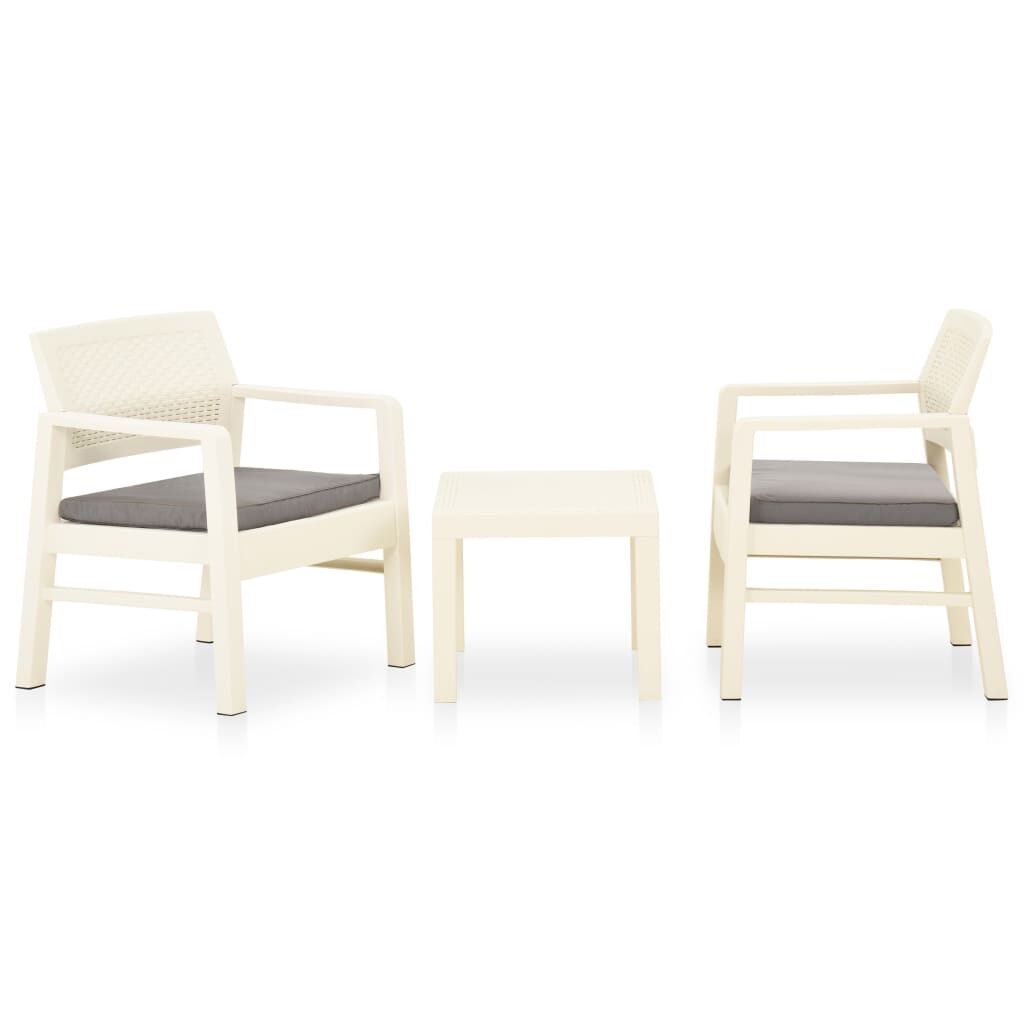 Vidaxl Set De Muebles De Jardín 3 Piezas Con Cojines Plástico Blanco_0