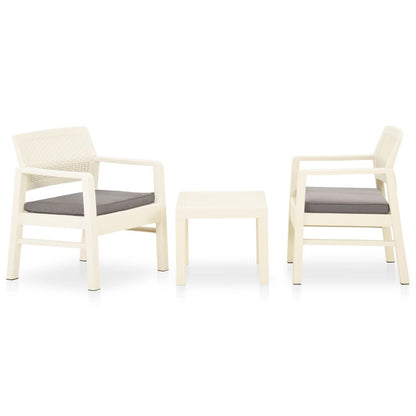 Vidaxl Set De Muebles De Jardín 3 Piezas Con Cojines Plástico Blanco_0