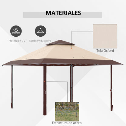 Outsunny Carpa Plegable 3,85x3,85 M Con Doble Techo Caqui Y Café_3
