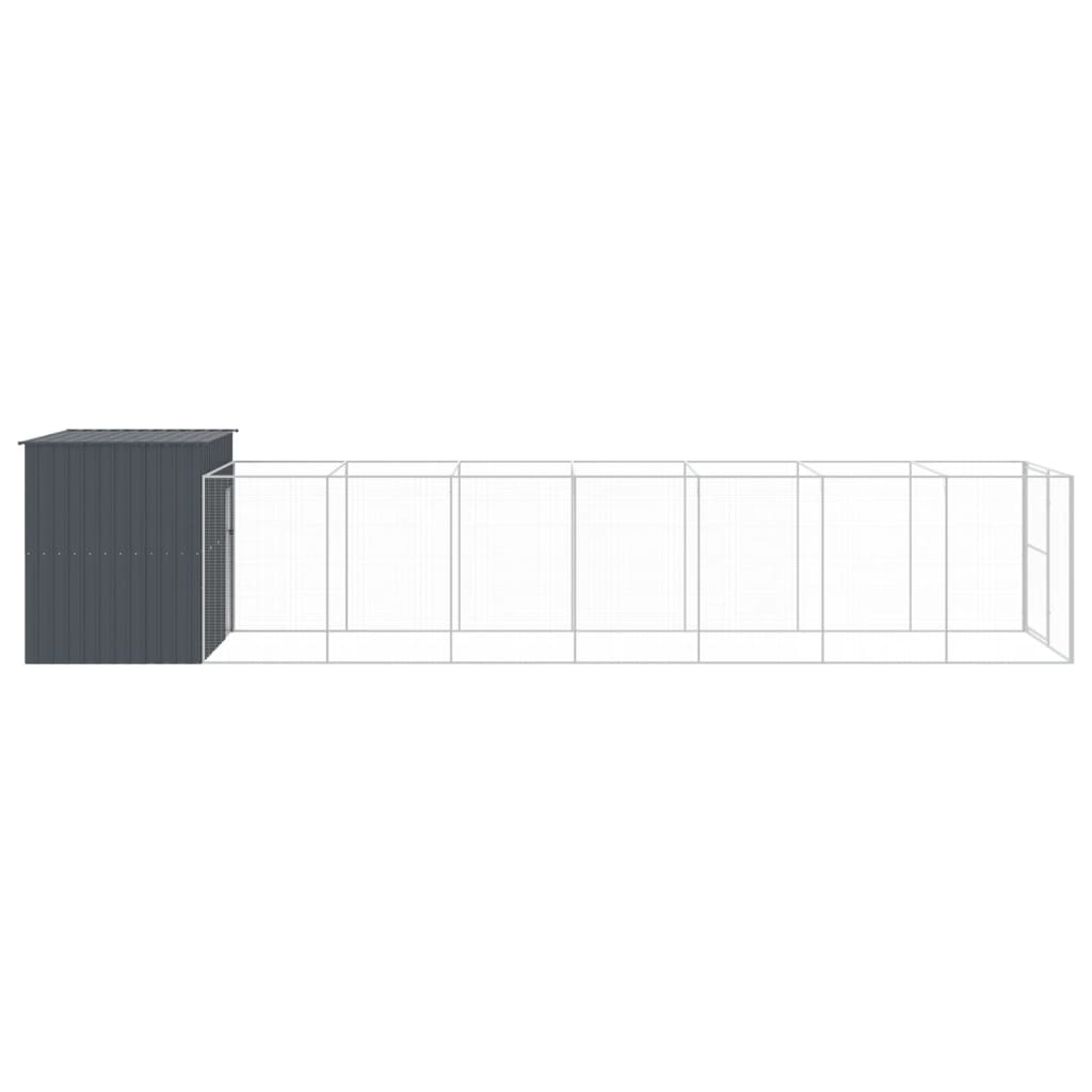 Caseta Perros Con Corral Acero Galvanizado Gris 214x865x181 Cm_3