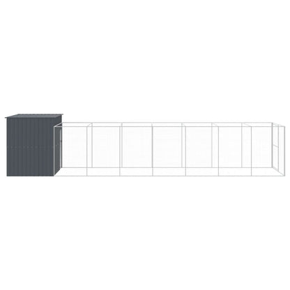 Caseta Perros Con Corral Acero Galvanizado Gris 214x865x181 Cm_3