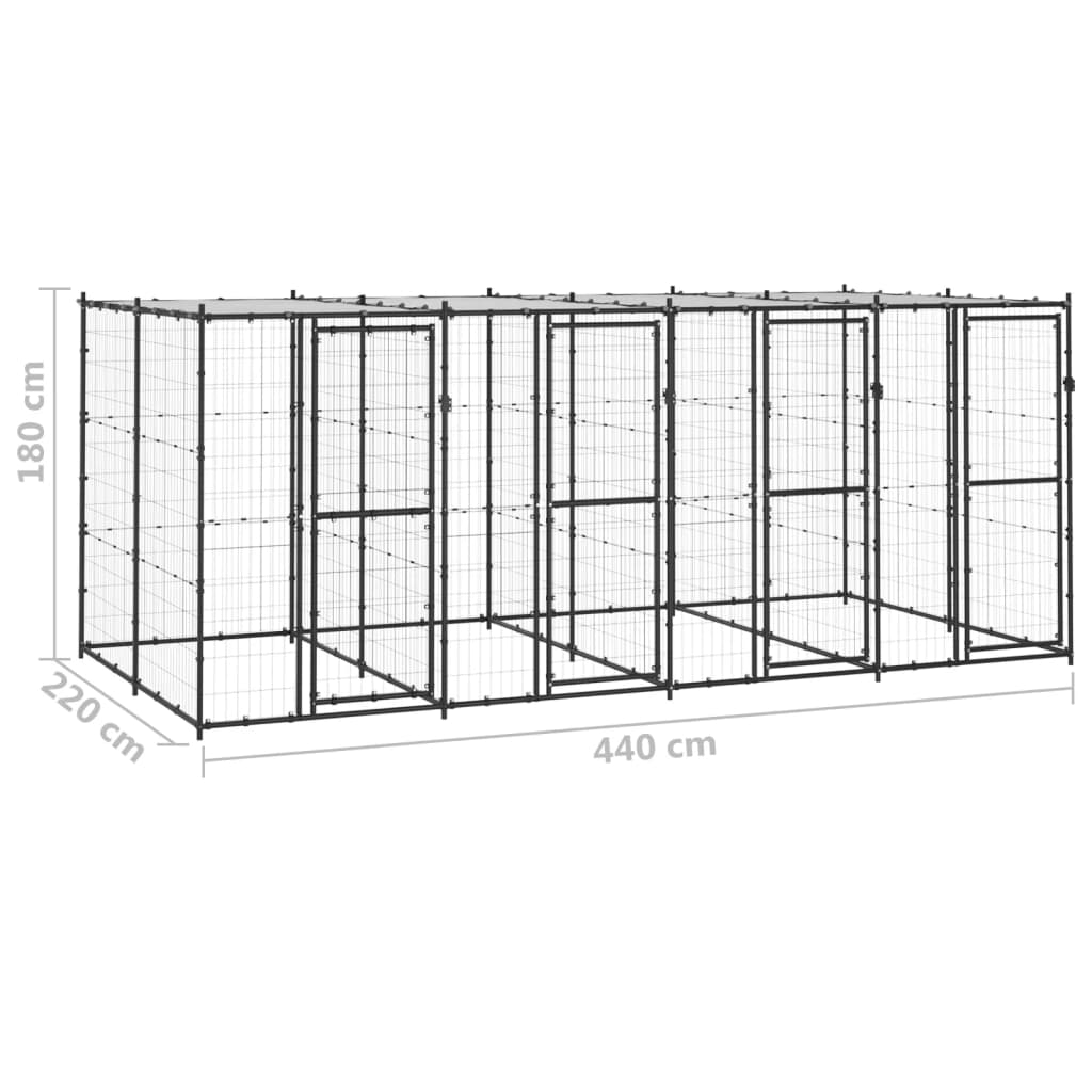 Perrera De Exterior De Acero Con Techo 9,68 M²_5