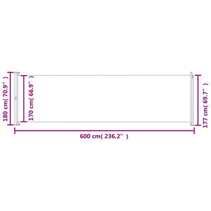 Vidaxl Toldo Lateral Retráctil De Jardín Rojo 180x600 Cm_2