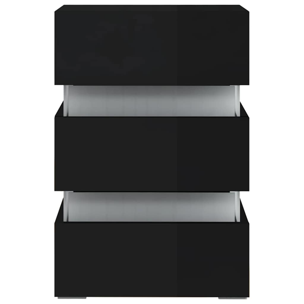 Mesita De Noche Led Madera Ingeniería Negro Brillo 45x35x67 Cm_3