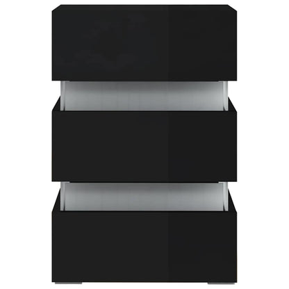 Mesita De Noche Led Madera Ingeniería Negro Brillo 45x35x67 Cm_3