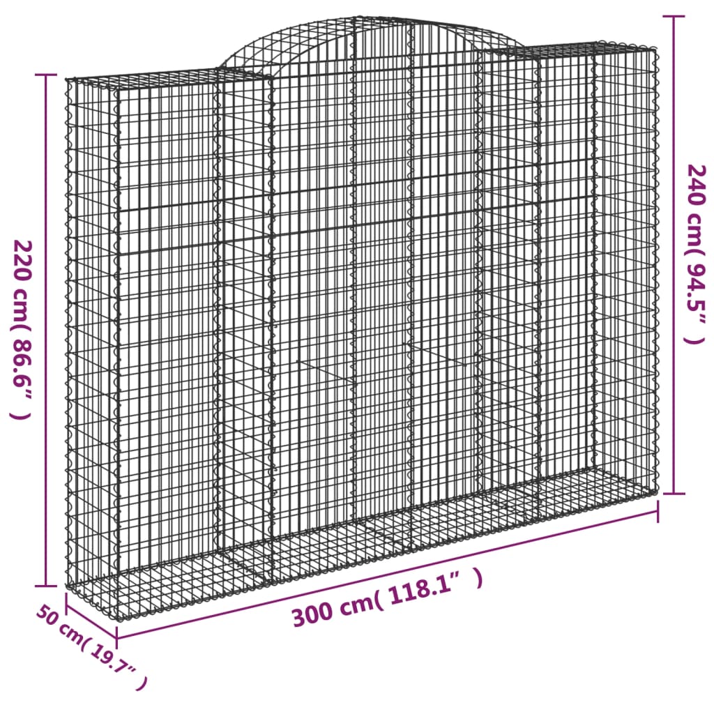 Cestas De Gaviones 7 Uds Forma De Arco Hierro 300x50x220/240 Cm_5
