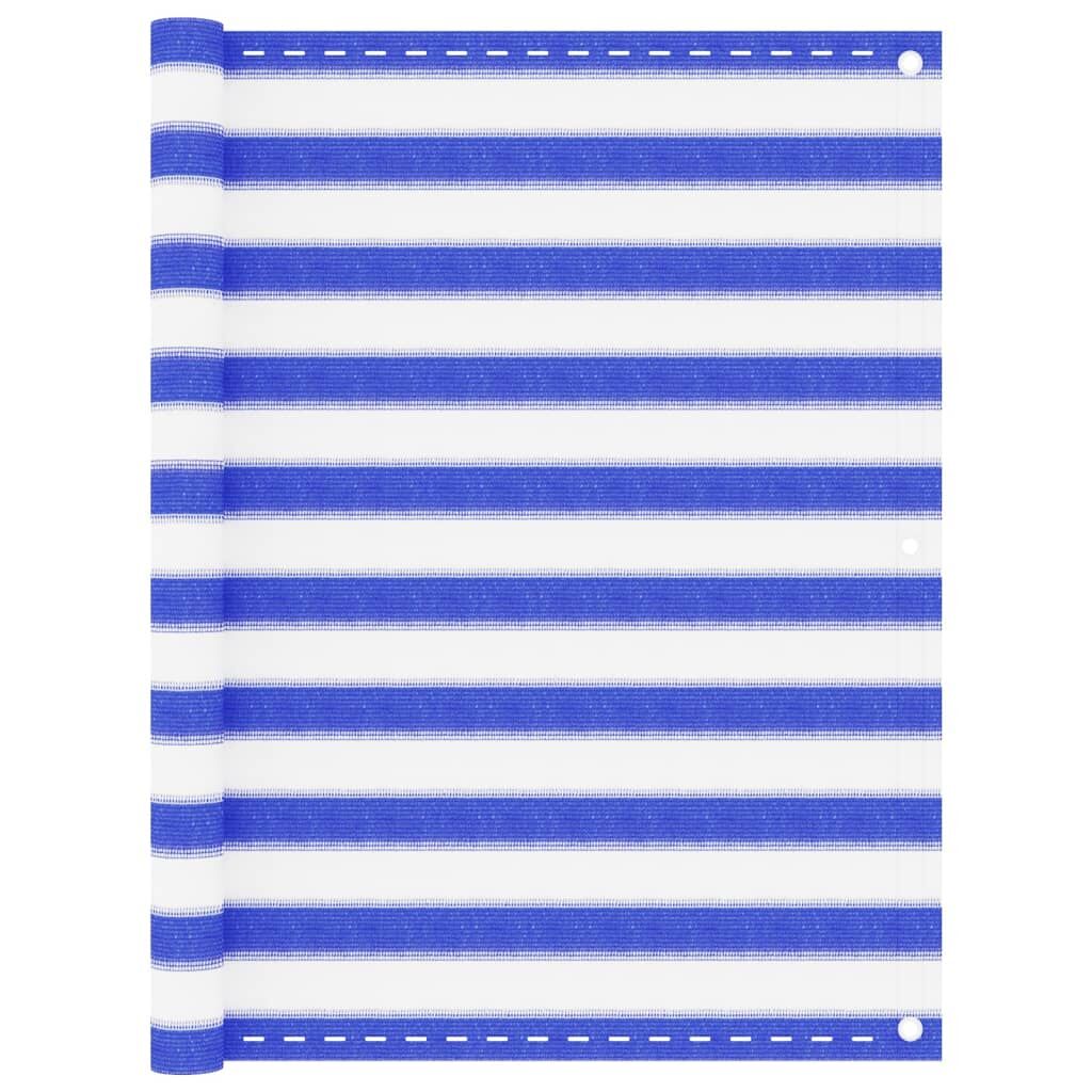 Vidaxl Toldo Para Balcón Hdpe Azul Y Blanco 120x400 Cm_0