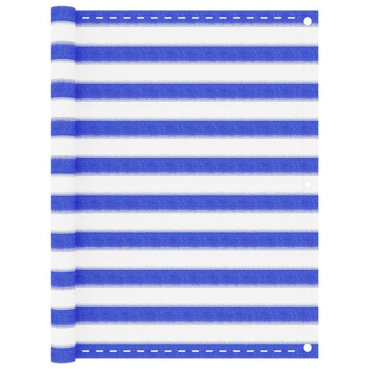 Vidaxl Toldo Para Balcón Hdpe Azul Y Blanco 120x400 Cm_0
