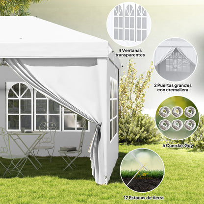 Outsunny Carpa Plegable 5,85x2,95x2,7 M Con 4 Paneles 4 Ventanas Blanco_3