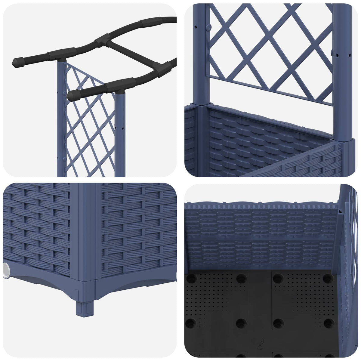Cama Elevada Con Trellis Y Techo Gris 204 X 40 X 138 Cm Pp_5