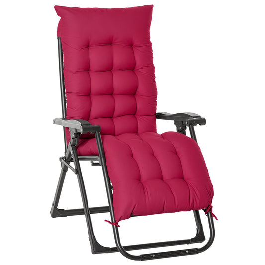 Outsunny Tumbona Plegable Cojín Extraíble 90x65x110cm 120kg Jardín Rojo_0