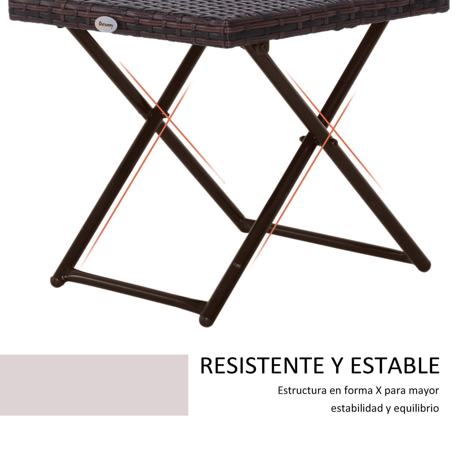 Outsunny Mesa Plegable Para Jardín Terraza Patio Ratán Y Acero Con Patas_5