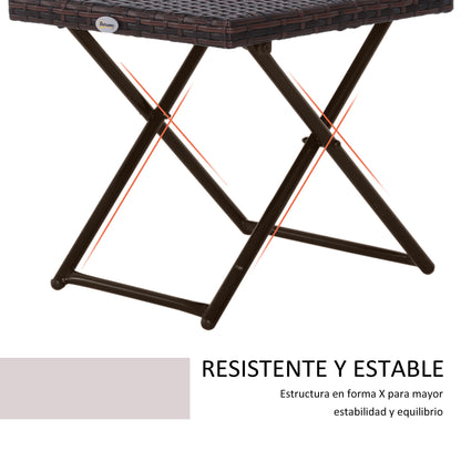 Outsunny Mesa Plegable Para Jardín Terraza Patio Ratán Y Acero Con Patas_5
