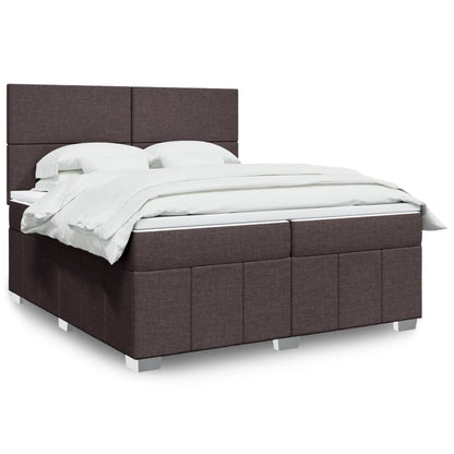 Cama Box Spring Con Colchón Tela Marrón Oscuro 200x200 Cm / Vetonek_1
