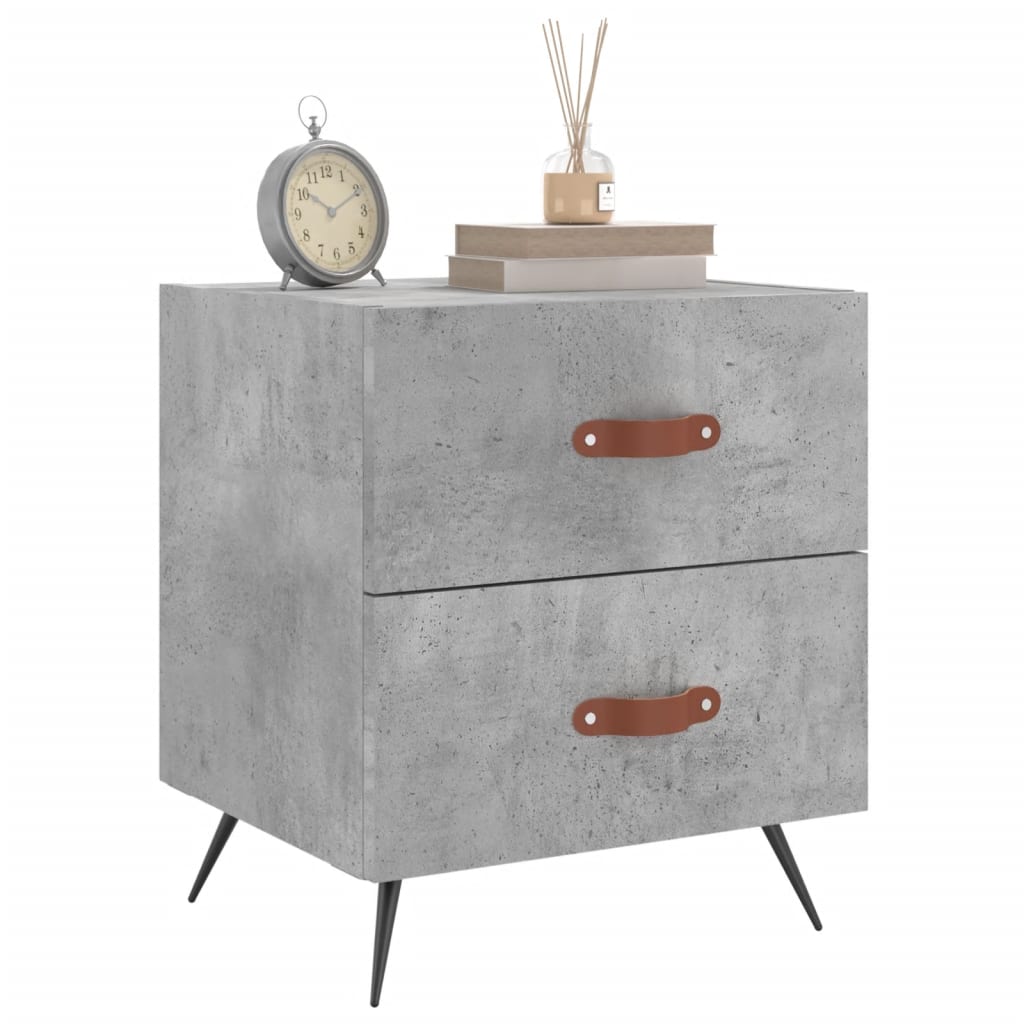 Mesita Noche 2 Uds Madera Ingeniería Gris Hormigón 40x35x47,5cm_2