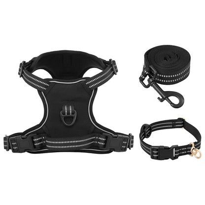 Arnés Para Perros Con Correa Y Collar Ajustable Negro L_3