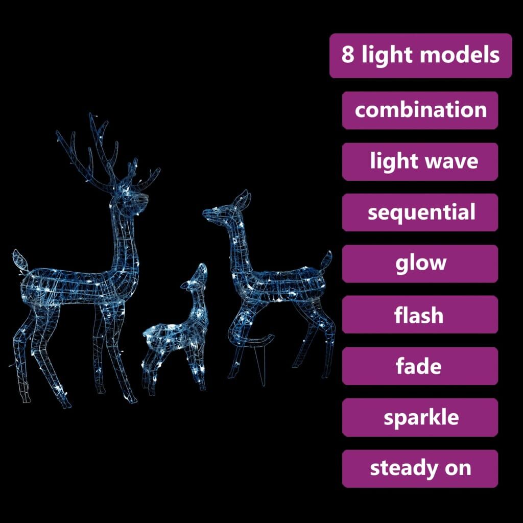 Vidaxl Familia De Renos De Navidad Acrílico 300 Leds Blanco Frío_3