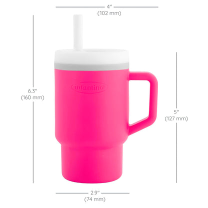 Infantino Mi Primer Vaso, Pajita Resistente Y Asa Para Niños Pequeños, Fácil De Limpiar, 250ml, Fucsia_2